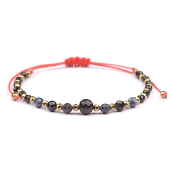 Bransoletka celebrytka czarny TURMALIN SZAFIR HEMATYT ochrona i optymizm